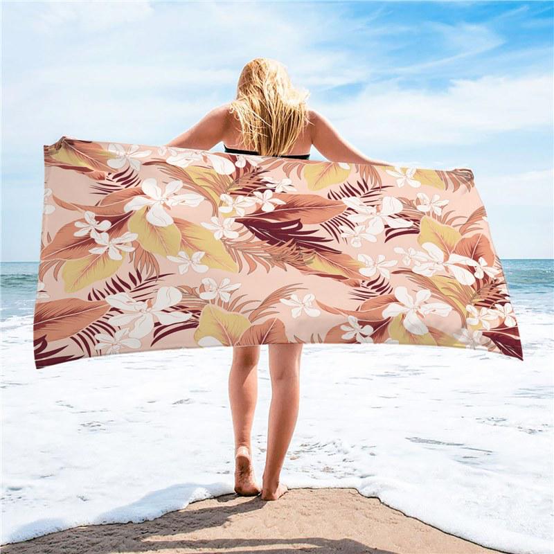 Summer Tropical Ultra-fine Fiber Beach Towel with Sun Protection