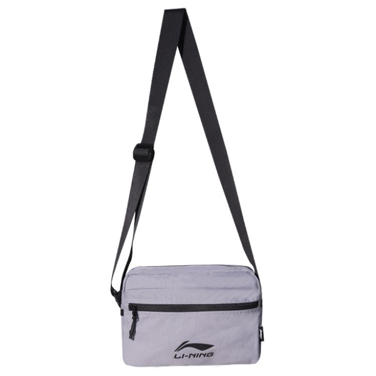 Li-Ning Portable Sports Simple Large Capacity Shoulder Polyester Crossbody Bag Kids Bags Gray YBDU081-2 Gray
