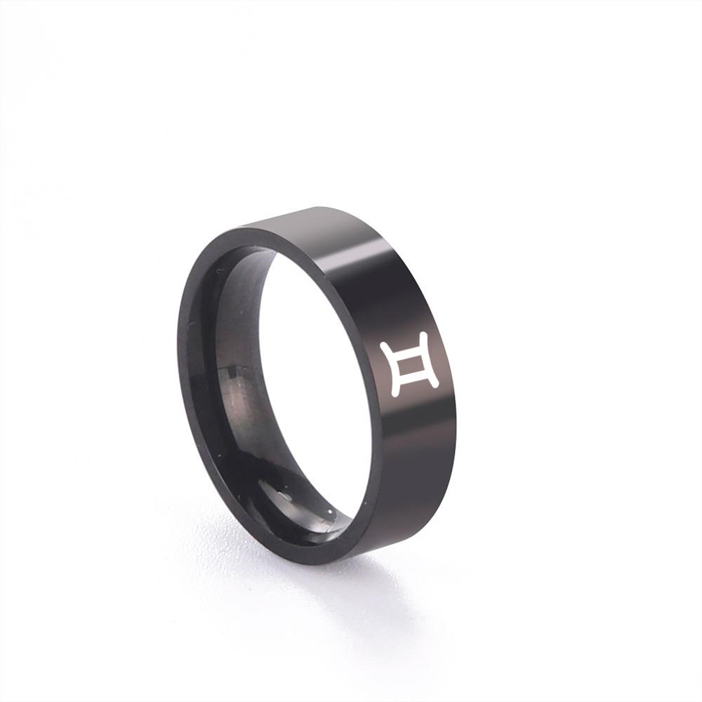 Stainless Steel Twelve Constellation Rings Capricorn Virgo Aquarius 12 Horoscope Zodiac Sign Rings For Women Men Fashion Jewelry