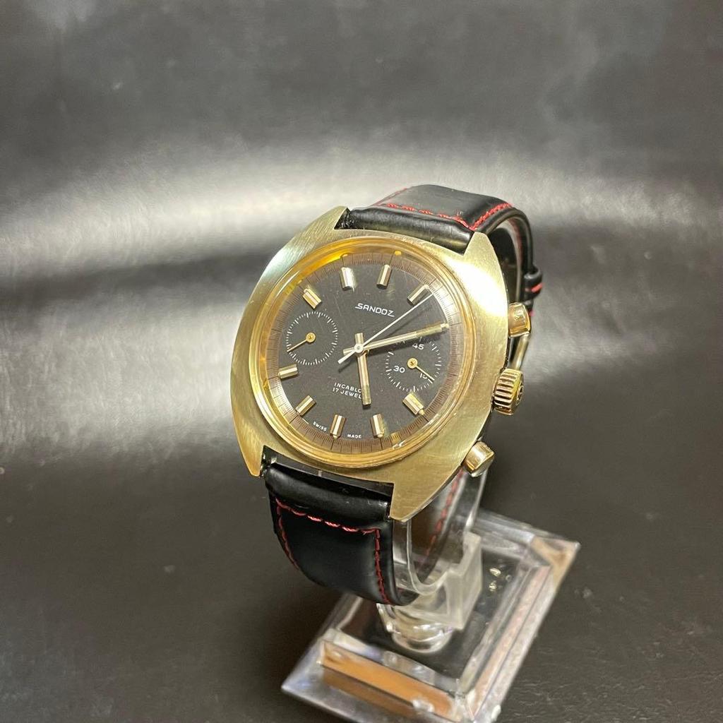 Used [Rare Good Condition] Valjoux 7733 Gold Plated SANDOZ Chronograph