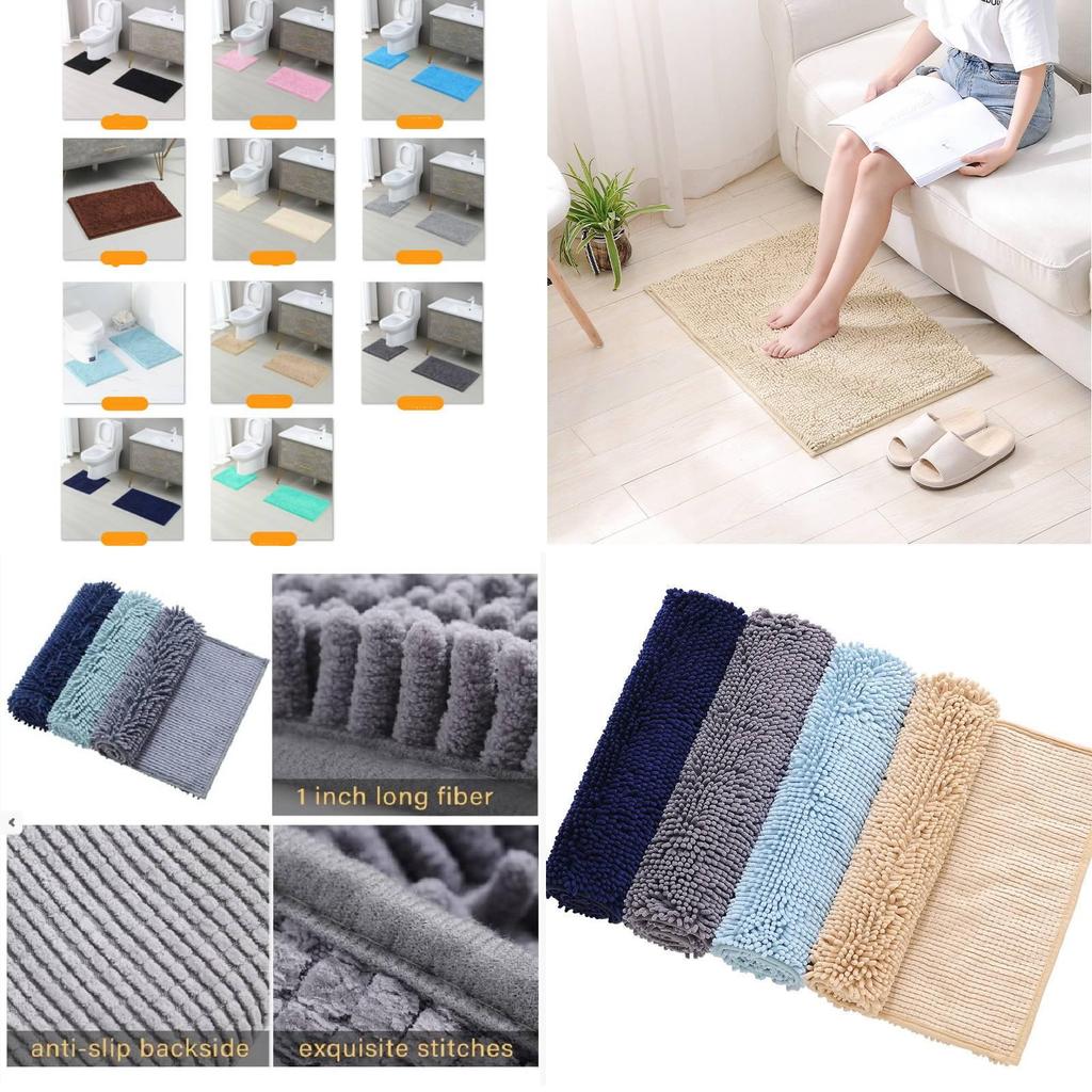 Ultra-absorbierendes Chenille Badezimmerteppich-Set Moderner Schlichter Stil Rutschfeste Badematten
