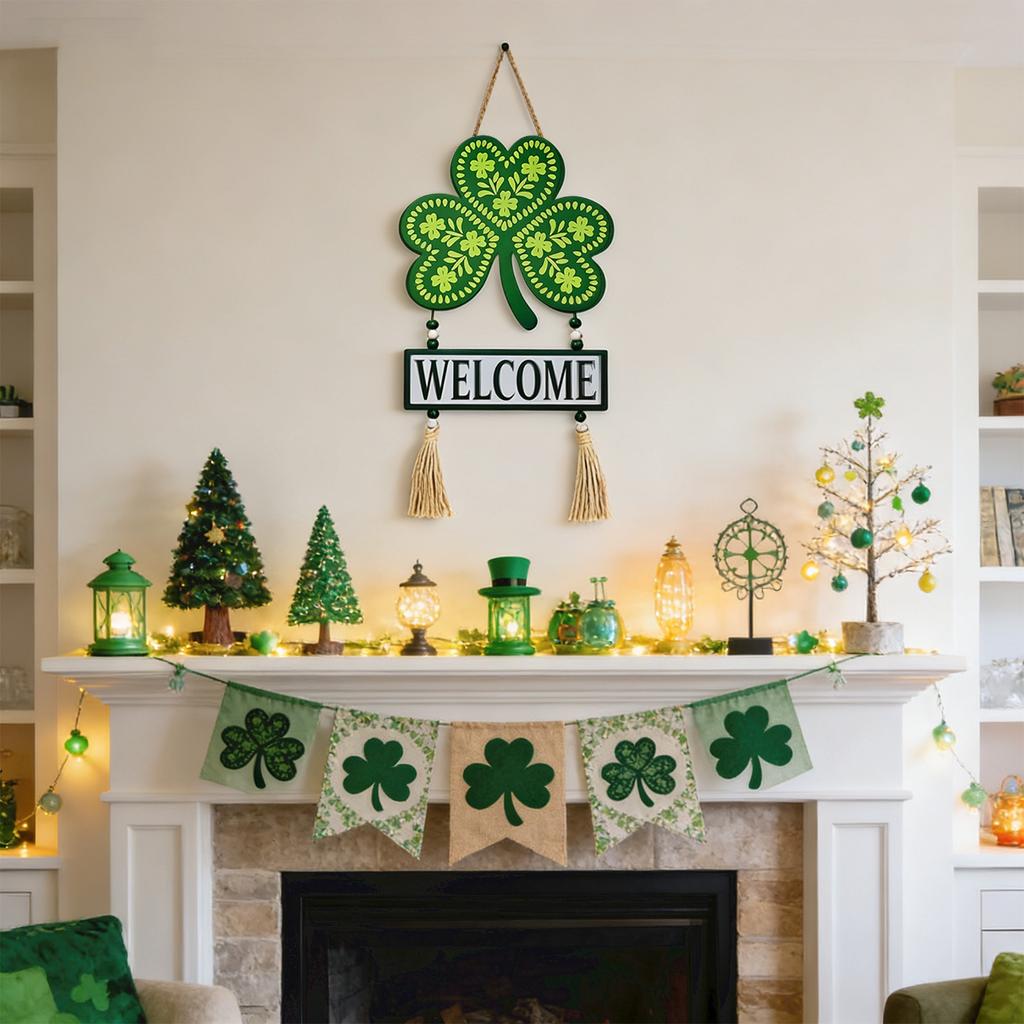 St. Patrick's Day Decorations Wooden Door Hanger With Wooden Sign
