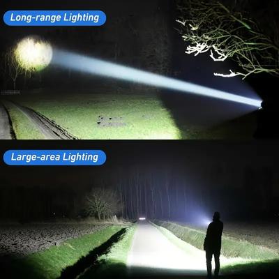 Superhelle LED-Taschenlampe USB-wiederaufladbar Leistungsstarke Zoom-Taktik-Taschenlampe mit Leistungsanzeige Camping Angeln Notfall-Laterne