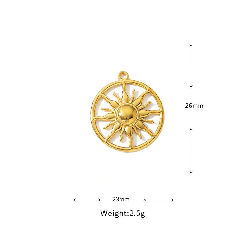 Golden Smiley Sun & Moon Stainless Steel Pendant