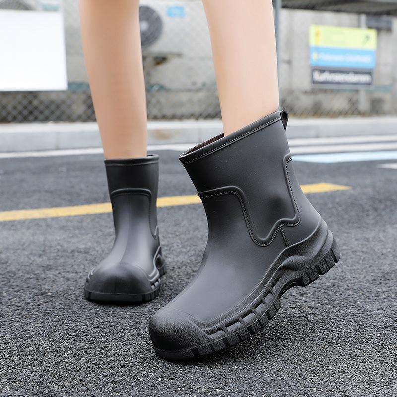 

Women s Rain Boots Outdoor Wearable Slip Resistant Waterproof PVC Work Booties 35EU/CN36 чёрный