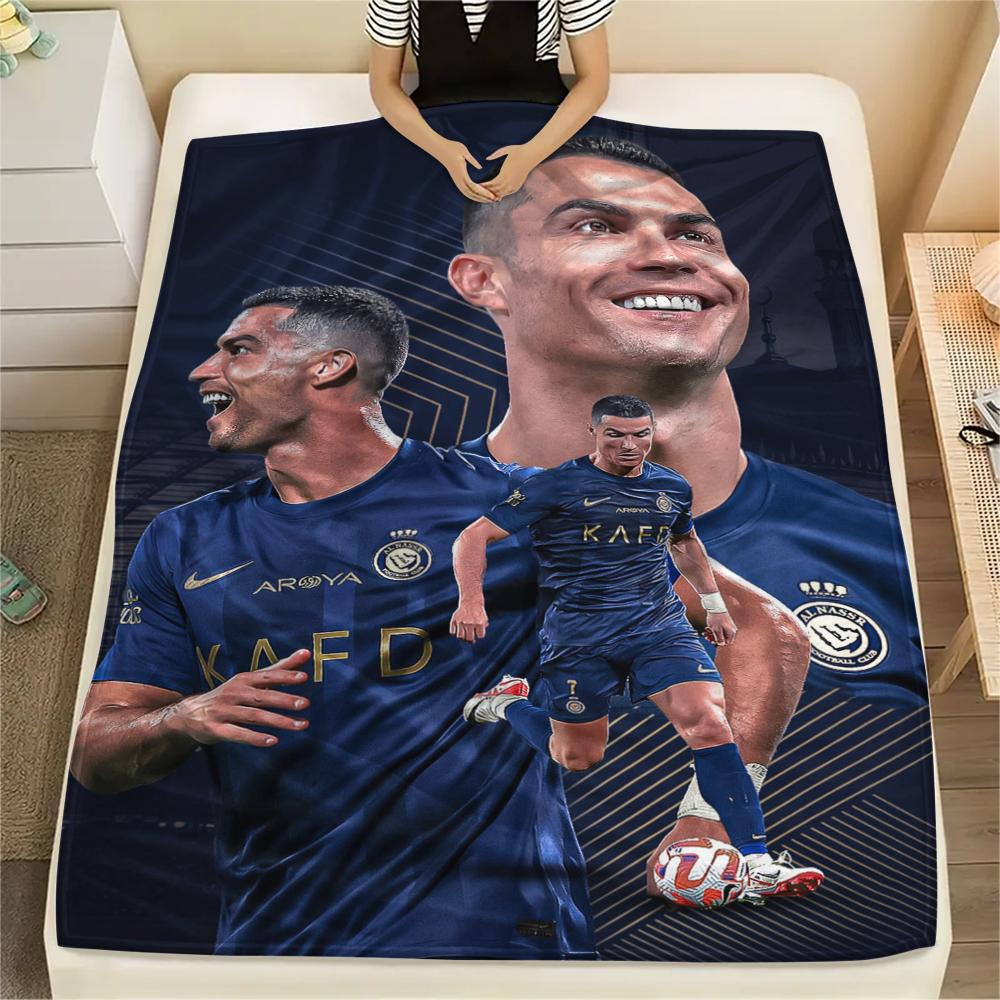 1 Stück C Ronaldo Aufdruck Flanelldecke, Hohe Qualität, Bequem für alle Jahreszeiten, Heimdekoration, Wärme und Komfort, Perfekt für Weihnachtsgeschenke