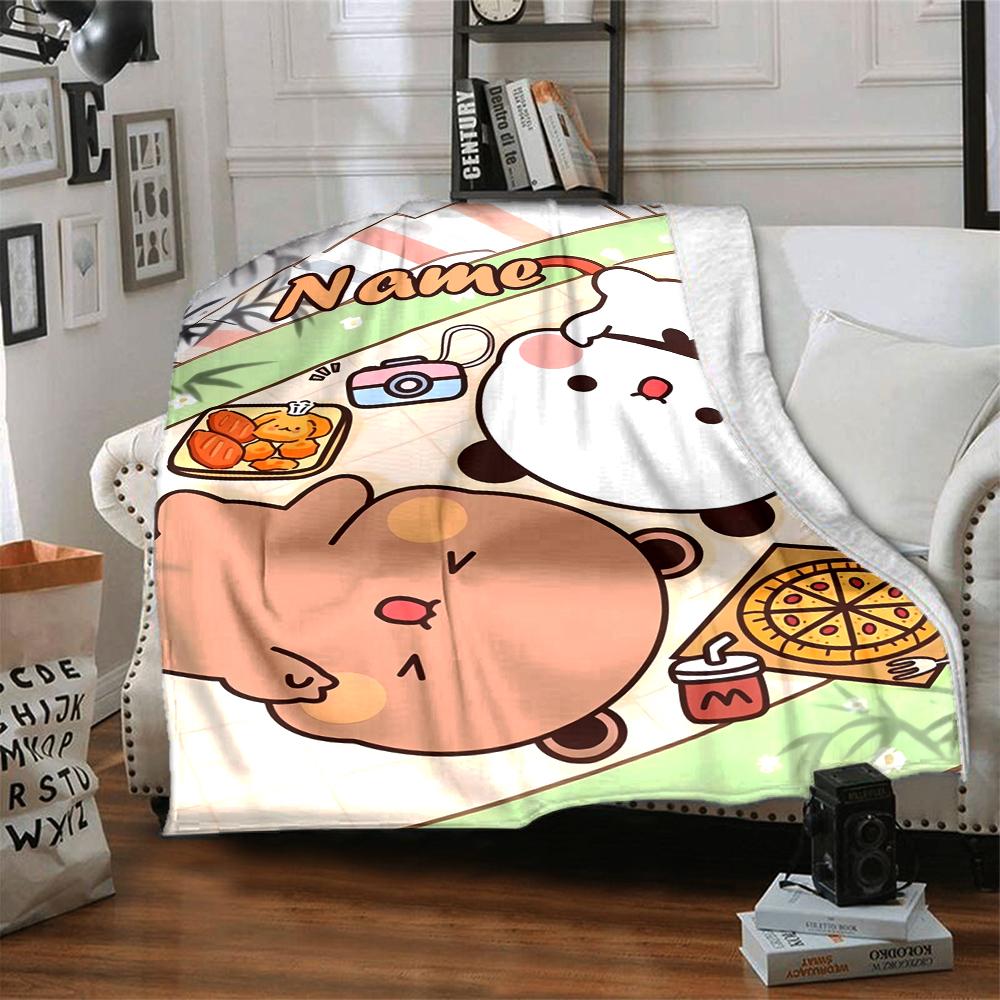 Custom Name Bubu Dudu Theme Printed Blanket - Perfect for Couch, Bed, Travel & Outdoor Use | Machine Washable, Cozy & Durable.