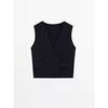 MD Women clothes New Style Gas Field Capable Young Ol Commuting Style Double Breasted V-neck Knitted Vest 05723678401