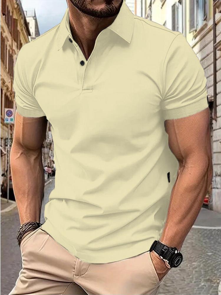 

Мужские облегающие однотонные летние топы с коротким рукавом - Европейская и американская мода Medium бежевый