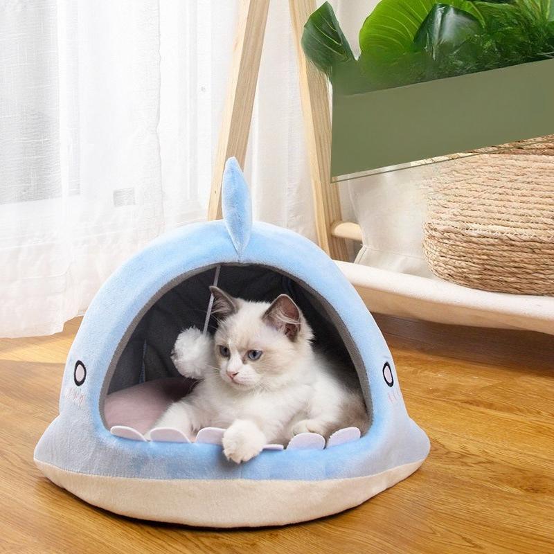 Closed Four-season Universal Kitten Nest High Rebound PP Cotton Windproof Warm Cat House Bed Soft Crystal Velvet Pet Nest