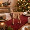 Rustic Holiday Table Decor Christmas Reindeer Figurine Resin Statue with Hanging Snowflake Red Country Tabletop Centerpieces Scarf And Bell