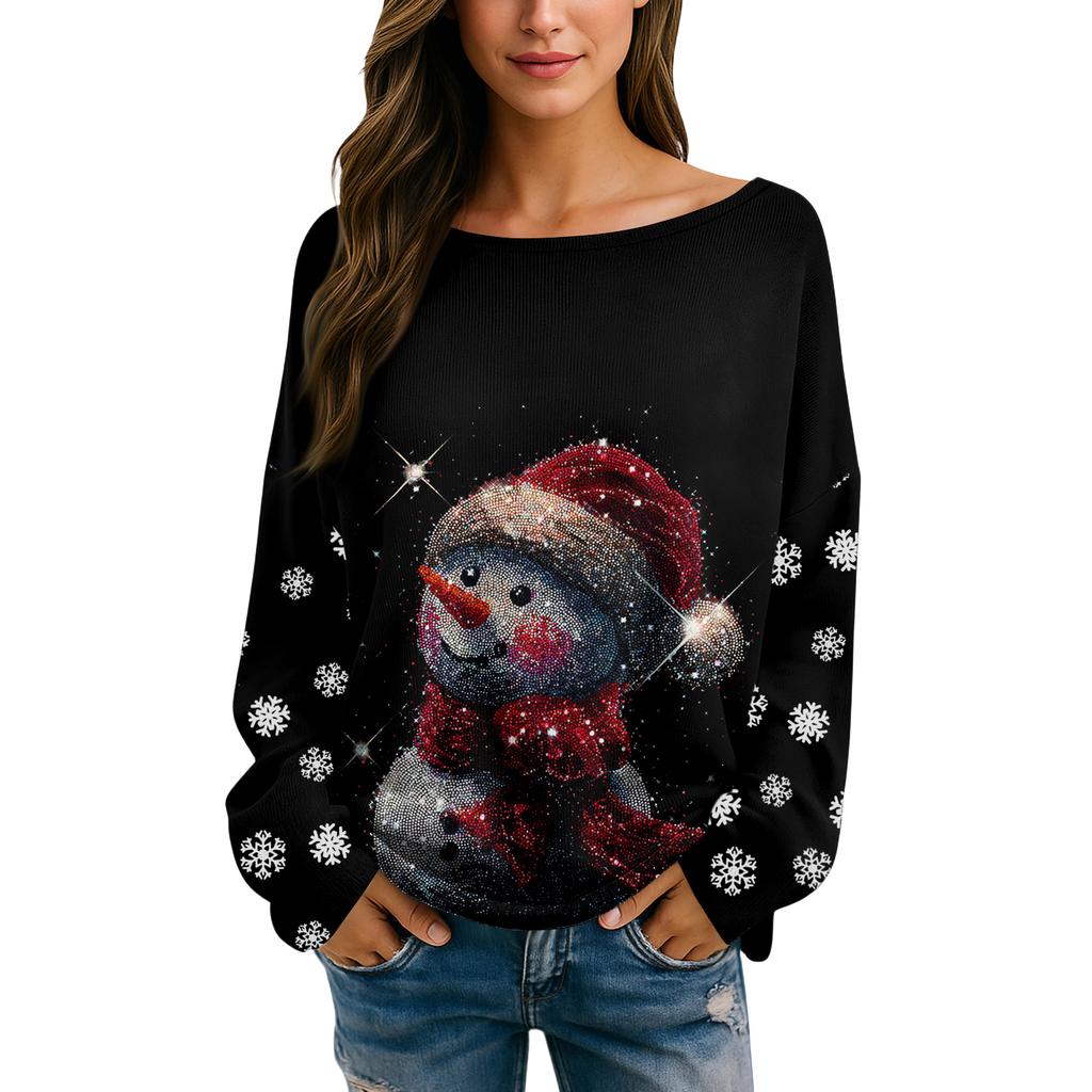 Womens  Fall Sweaters Long Sleeve Print Tops Pullover Sweaters Loose Dressy Casual Basic Clothes