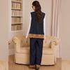 Women's Retro Lace V-Neck Vest & Straight-Leg Pants Set