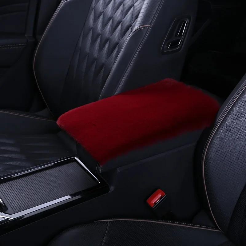 Universal Soft Furry Plush Armrest Box Pads Cover Center Console Polyester Armrest Pad Cushion Winter Car Interior Accessories