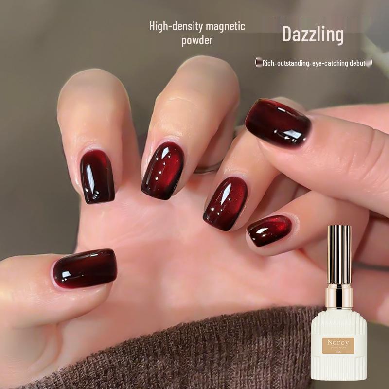 Deep Red Cat Eye Nail Gel - 2026 Cherry Wine Red for Salon Use