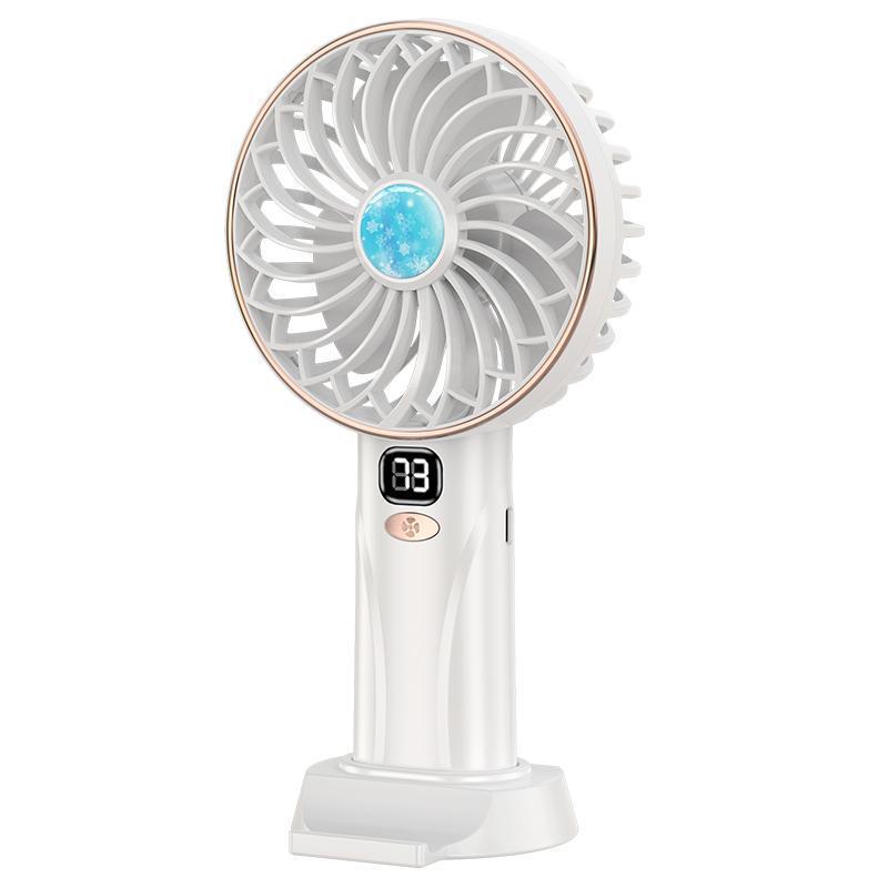 Handheld/Desk Mist Cooling Fan with Digital Display & Silent, Brushless Operation