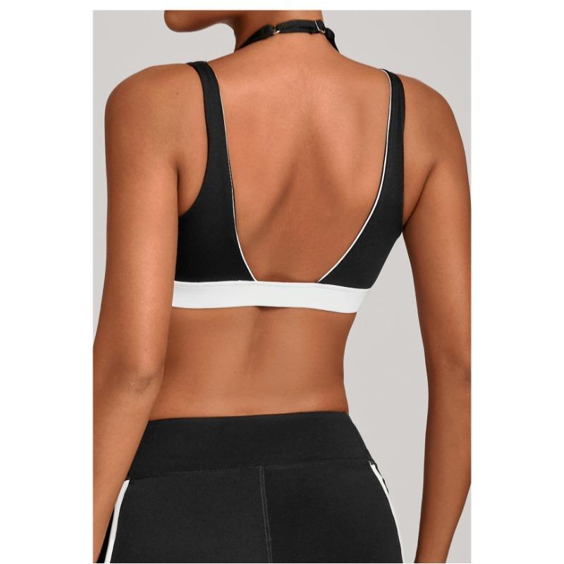 Women S Color Block Halter Yoga Bra Tight Sports Underwear For Fitness Running