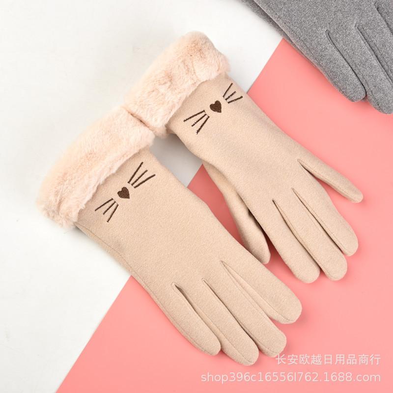 

Перчатки зимние для велоспорта для девочек, милые, для студентов, бархатные, для электромобилей, утолщенные, для сенсорного экрана, для холодных и теплых корейских версий, для улицы average size