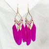Bohemian Feather Tassel Drop Earrings Lightweight Hypoallergenic Handmade Feather Ear Drops Jewelry For Women