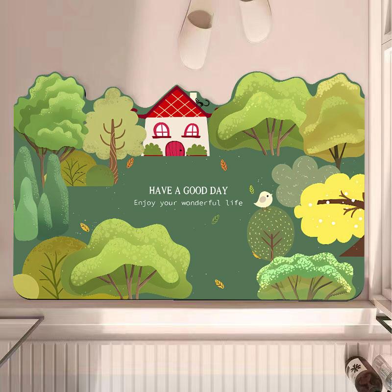 

Зеленый коврик для ванной из диатомовой грязи, абсорбирующий коврик, туалет, туалет, нескользящий коврик для ног у двери туалета, придверный коврик 40x60cm15.7x23.6in