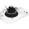 Didiseaon Vintage Pearl Headband Fascinator with Mesh Veil for Women Elegant Tea Party Accessory Retro Style Headdress for Weddings and Special