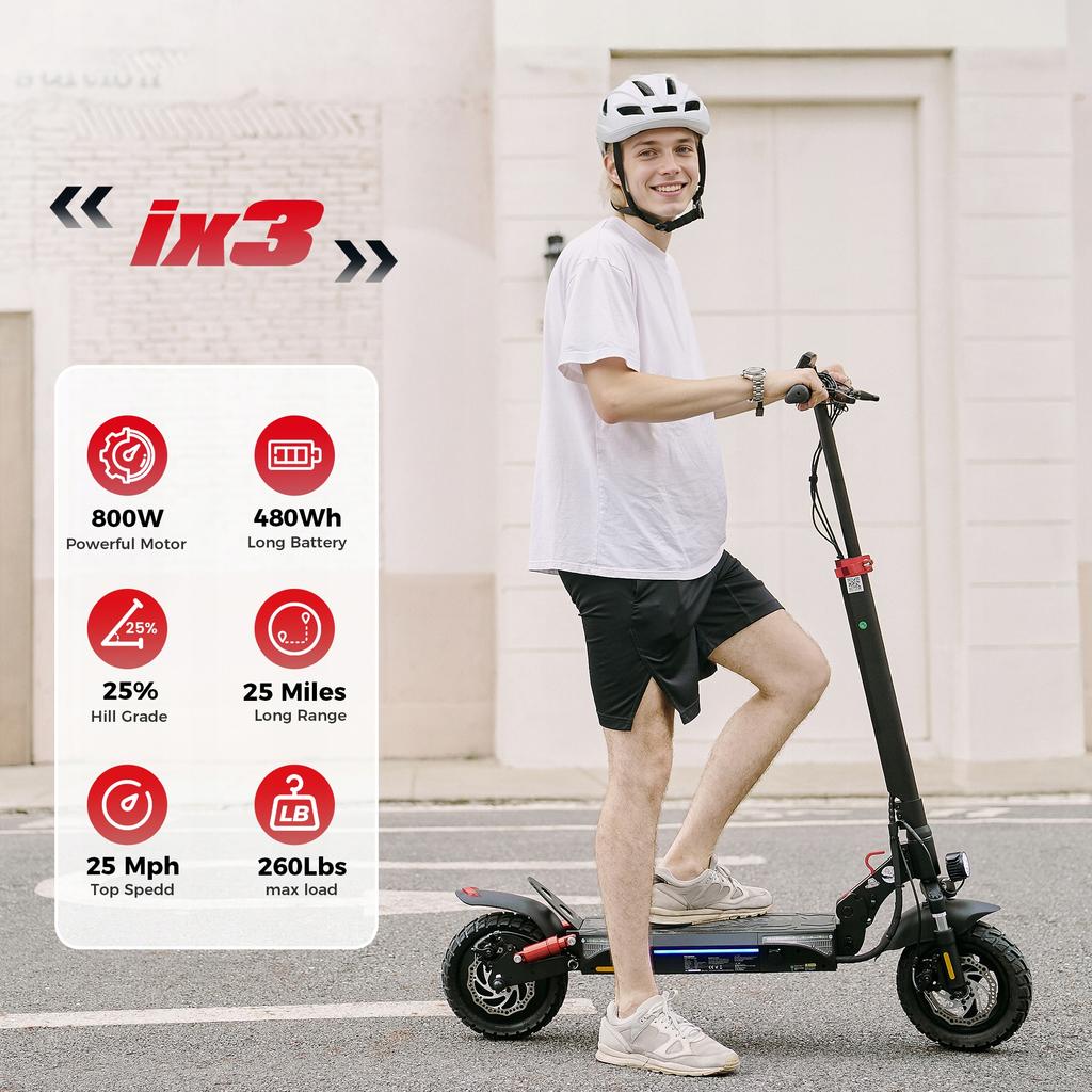 Electric Scooter Up To 120kg! iScooter iX3-DZ Electric Scooter, 30-40km, 800W, Foldable
