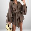 New Arrival Retro Elegant V-neck Flared Sleeve Dress