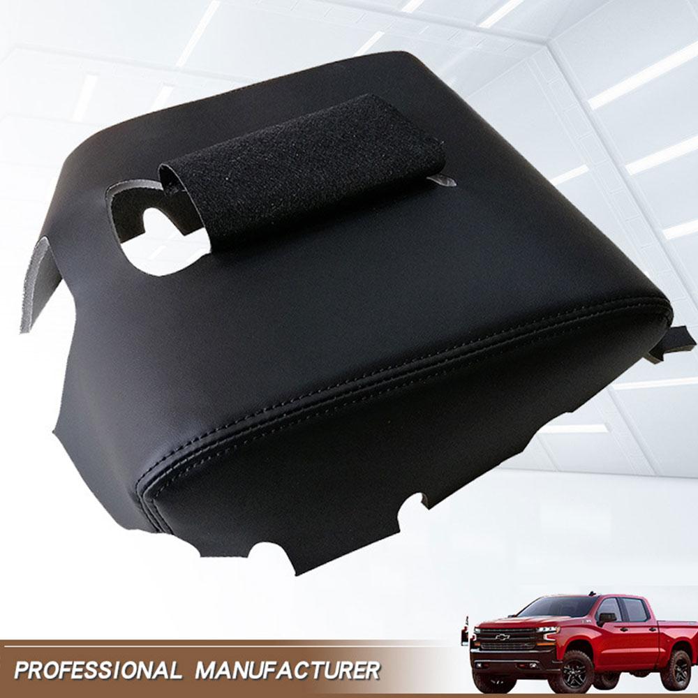 For Chevrolet Silverado GMC Sierra 2014 2015 2016 2017 2018 Leather Center Console Armrest Cover Black Replace Protector Trim