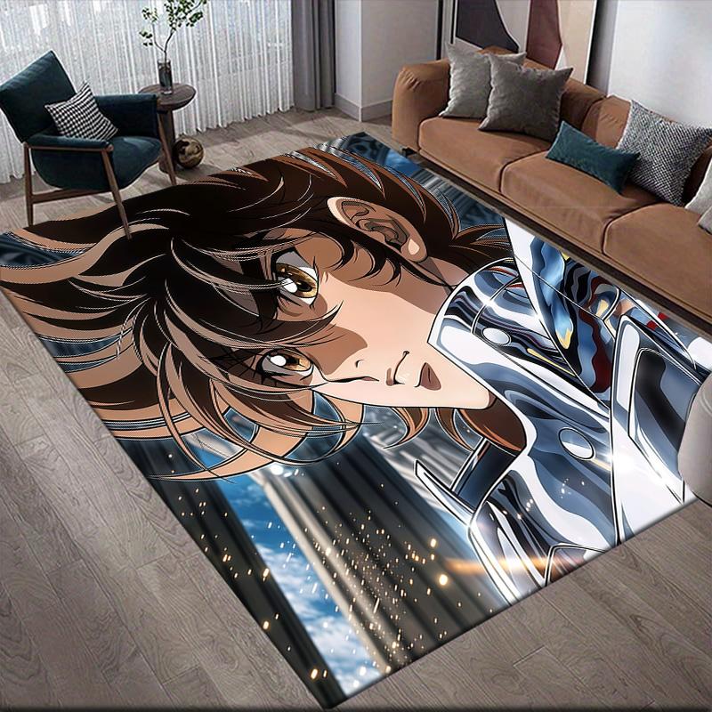 Saint Seiya Seiya Theme Anti-Slip Rug, Rectangular Carpet for Living Room, Sofa & Game Zone 60x90cm