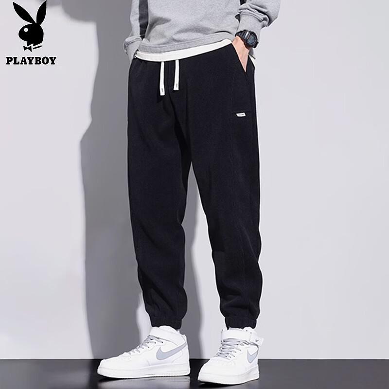 PLAYBOY Men's Corduroy Tapered Drawstring Sweatpants