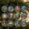 Ornamenti Natalizi Unici 12 Pezzi Pittura Perlescente Piatta 2D Ornamento di Natale, Decorazione da Appendere in Acrilico Babbo Natale Albero Pupazzo di Neve Auto, Strass Double Face