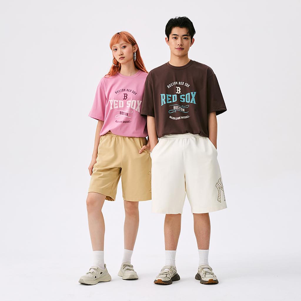 MLB Monogram Boston Red Sox Ss25 Basic Loose Straight Leg Knit Sports Shorts Unisex shorts Light-Beige 3ASPM0253-43BGL