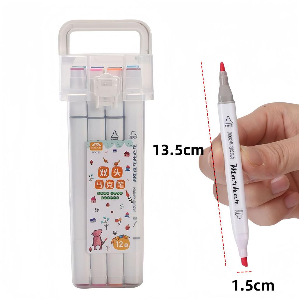 Dual Head Washable Marker Pen Set Student Art Drawing Stationery Supplies