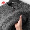 Men's Premium Wool Crewneck Button-Detail Sweater