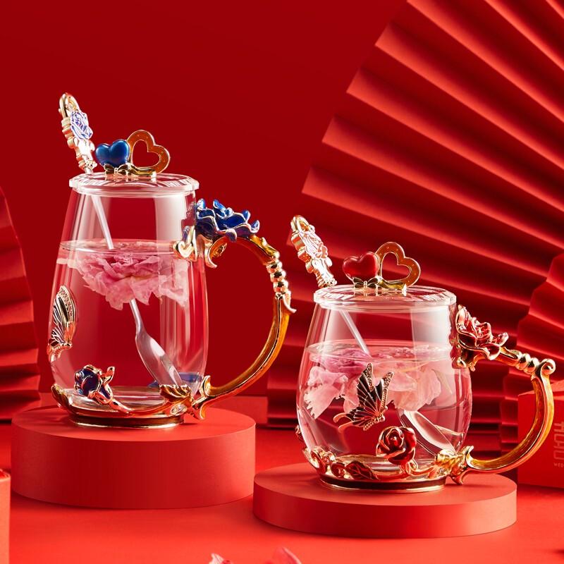 Nuoshiman Couple s Glass Mugs Gift Set