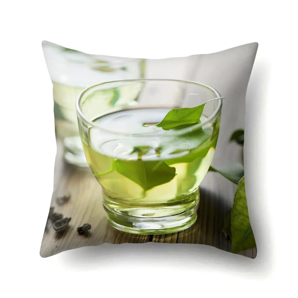 Black Tea Cup Pillowcase Office  Waist  Sofa