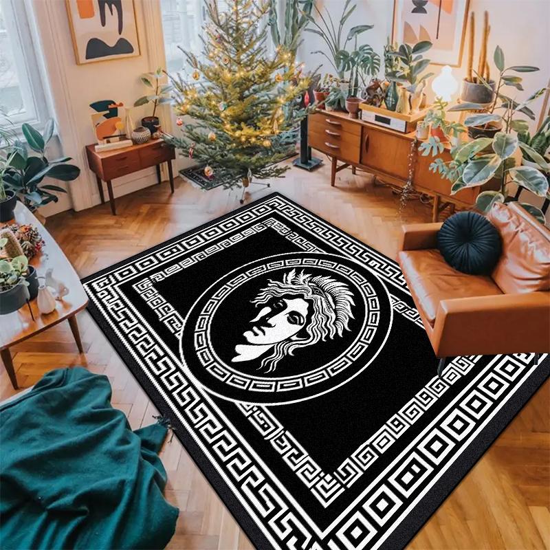 Nowoczesny Czarno-Biały Dywan do Dekoracji Salonu Luksusowe Dywany z Wyższej Półki Antypoślizgowy Dywanik Sypialniany Przyłóżkowy Zmywalna Mata Podłogowa na Korytarz