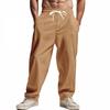 Men’s Summer Linen Plus-Size Loose-Fit Trousers with Elasticated Waist – Breathable, Relaxed-Fit Cotton-Linen Trousers for The Beach and Leisure