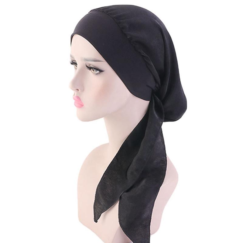 Neu Elastische Mode Turban Hut Druck Frauen Warme Winter Kopftuch Motorhaube Innere Hijabs Kappe Moslemisches Hijab