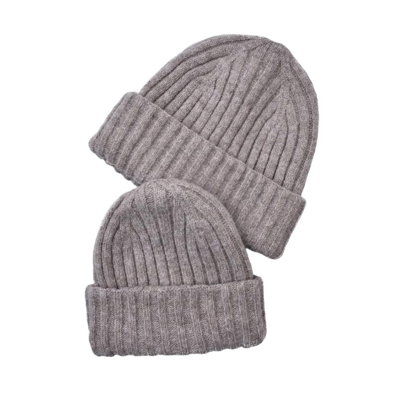 

Stretchy Ribbed Color Hat Breathable Fabric Warm Acrylic Knitted Hat for Men Women Teens Parent child model світло-сірий колір