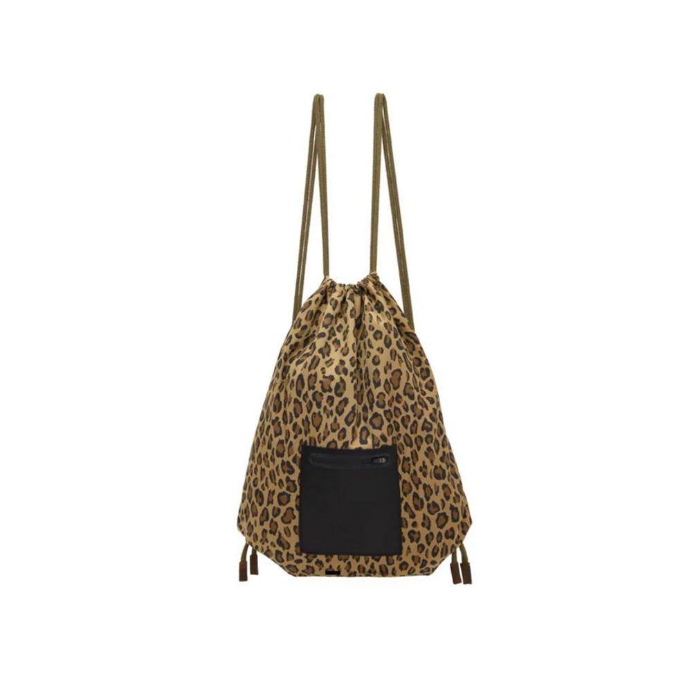 IELGY Leopard Print Simple Drawstring Backpack, Lightweight College Style Backpack