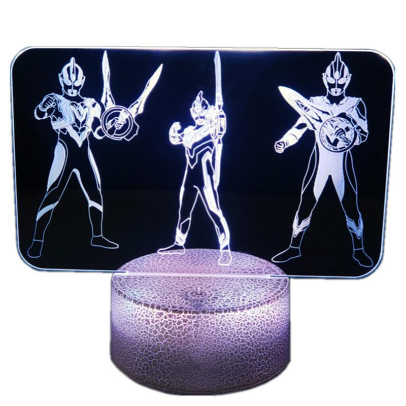 Led Cartoon Ultraman Bedroom Sleep Bed 3d Creative Desk Lamp Usb Straight Insert