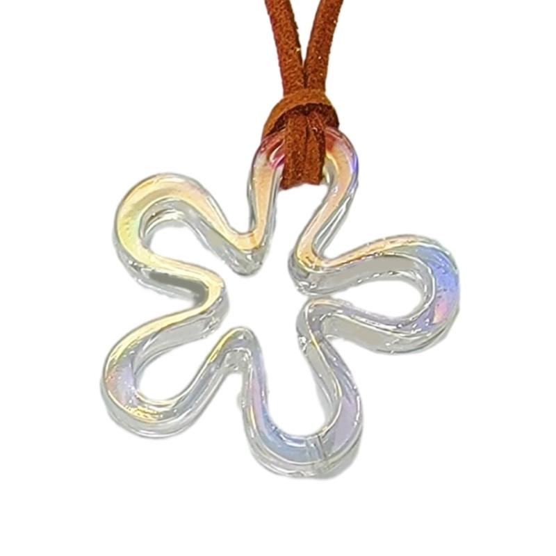 Colorful Acrylic Flower Pendant Necklace Hollow Pendant Necklaces Hollow Flower Neck Jewelry Perfect for Party Wedding