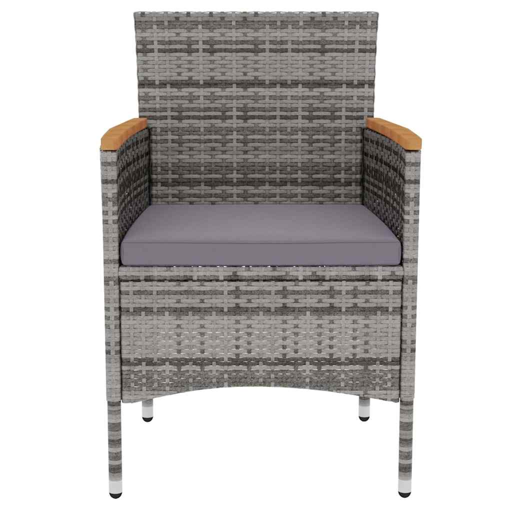 vidaXL 3-tlg. Garten-Essgruppe Poly Rattan Grau