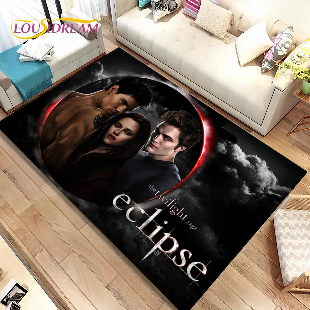 Tapete de Área Impresso em HD Saga Crepúsculo Grande, Tapete para Sala de Estar Quarto Sofá Capacho Decoração, Tapete de Chão Antiderrapante para Crianças