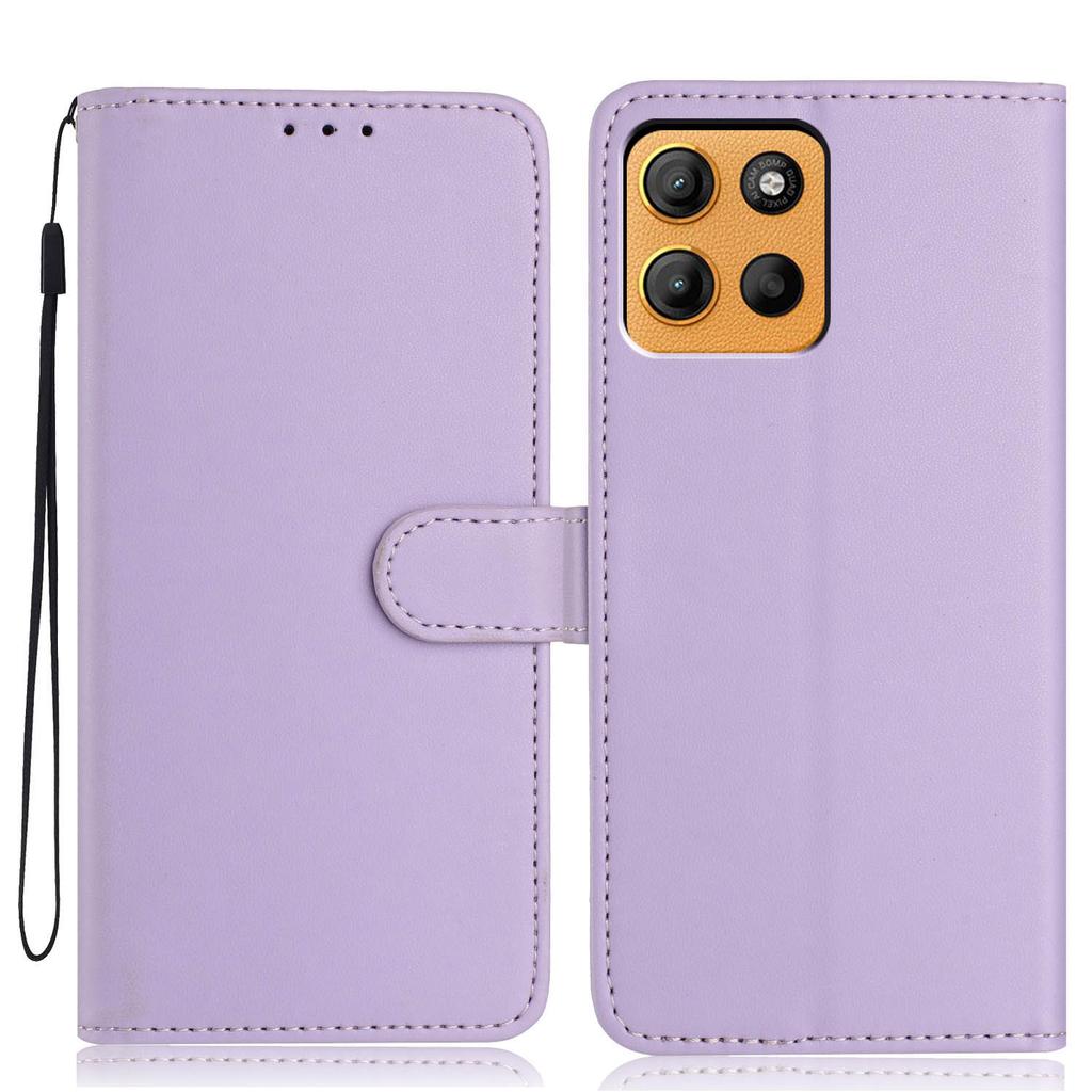 Wallet Case For Motorola Moto G15 4G/G15 Power 4G Solid Color Leather Stand Phone Cover with Strap/Multiple Card Slots