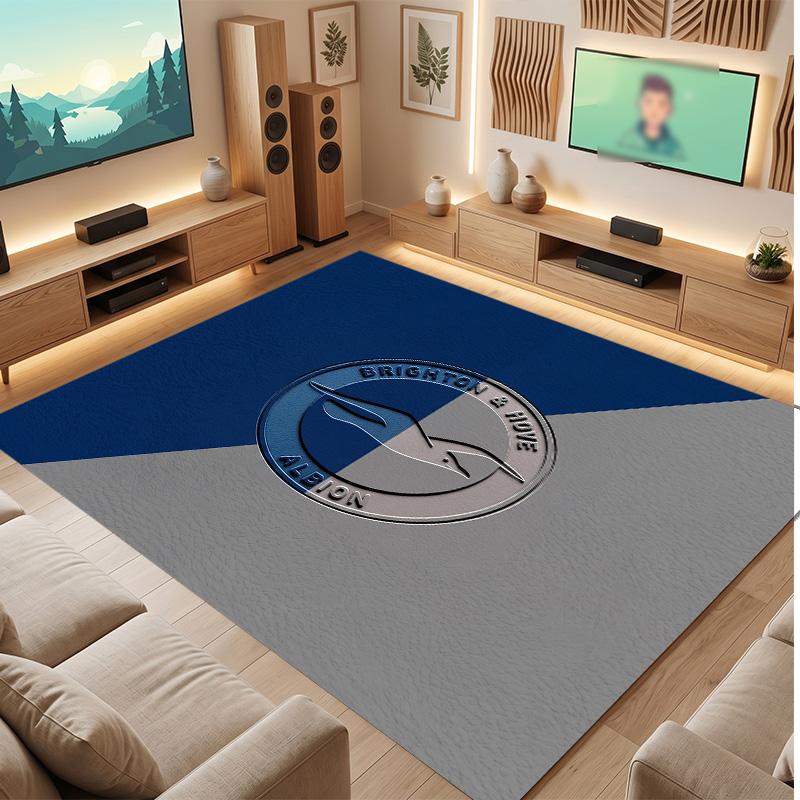 Brighton & Hove Albion Football Print Crystal Velvet Rug, Comfortable Water Absorbent Non Slip Indoor Floor Carpet
