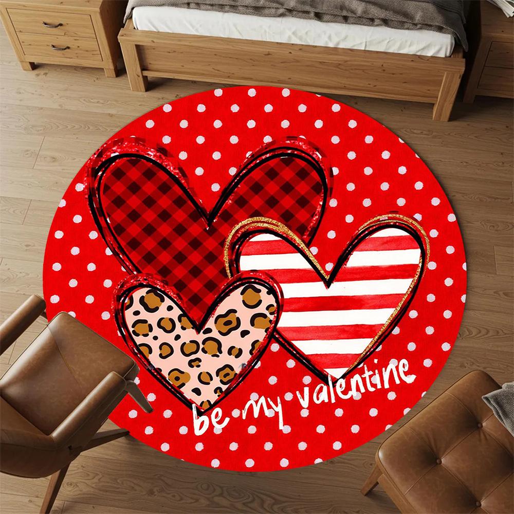 1pc Valentine's Day Heart Round Chair mat office Area Rug - Non-Slip, Floor Mat for Office, Bedroom, Ideal home decor gift c0112124