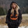 Womens Cozy Oversized Hooded Sweater With 3D Christmas Snowman Print Soft Knit Pullover Winter