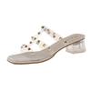 Fashion Hot Selling Shoes Woman's Slippers Transparent Heel Slides Fashion Med 2025 Luxury Summer Square heel Slipper Casual Shoe Woman